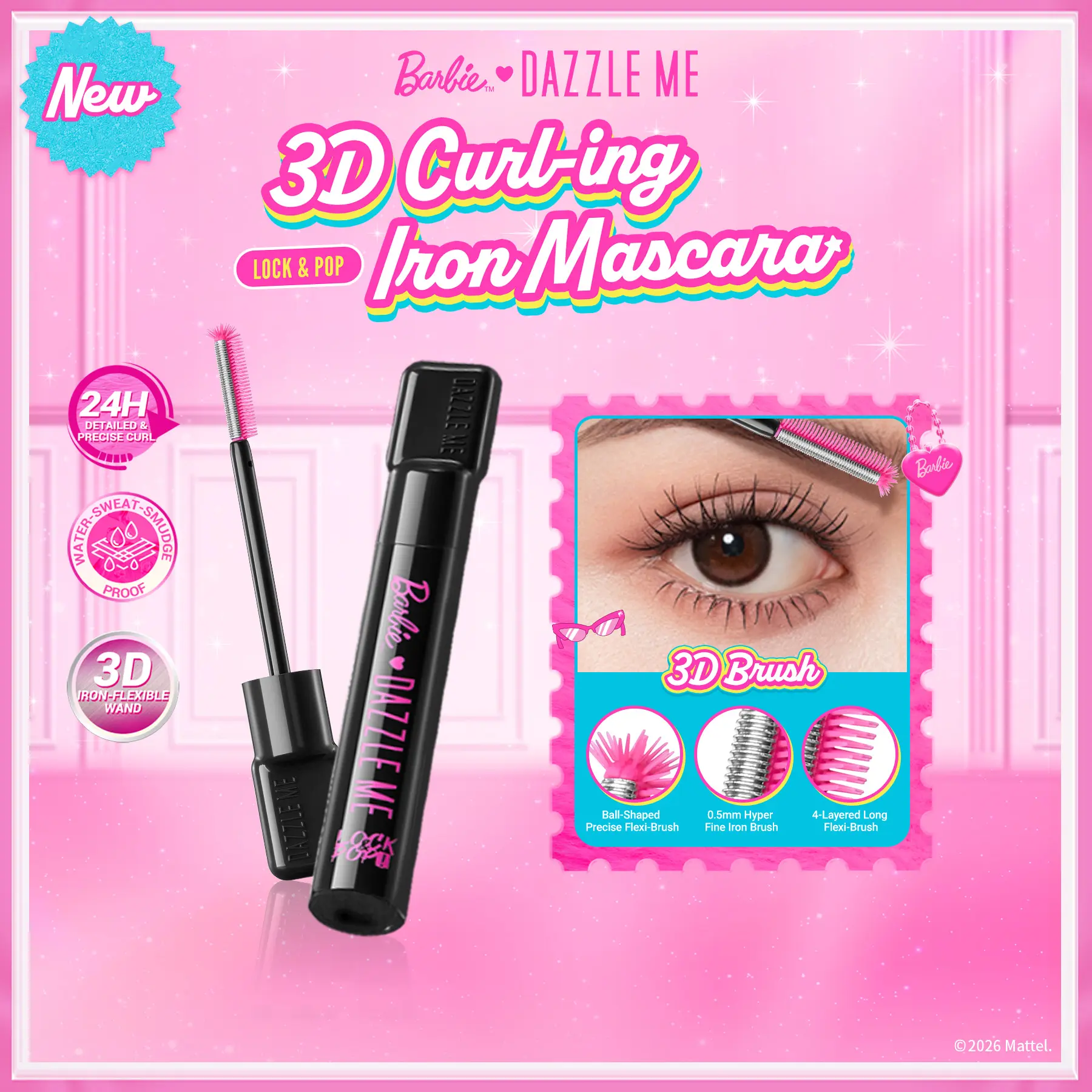 Barbie x Dazzle Me Lock & Pop! 3D Curl-ing Iron Mascara Tahan Lama 24 ...