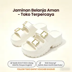 Sandal Wanita Platform Tebal 6cm Model Baru 2026 Wedge Heels Strap Gesper Fashion Nyaman Dipakai Luar 518M