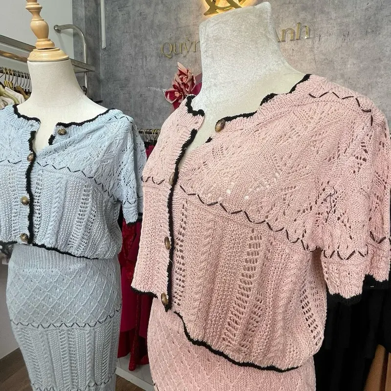 Set len viền cao cấp đen - hồng - xanh