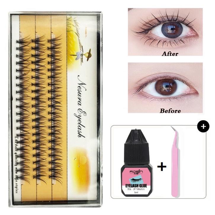 Bộ Nối Mi Tự Ghép Dày, 3 Món, Kèm Keo Và Nhíp