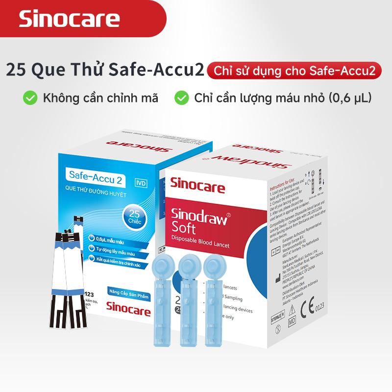 Sinocare Safe-Accu2 Máy Đo Đường Huyết Tặng Kèm 25 Que Và 25 Kim