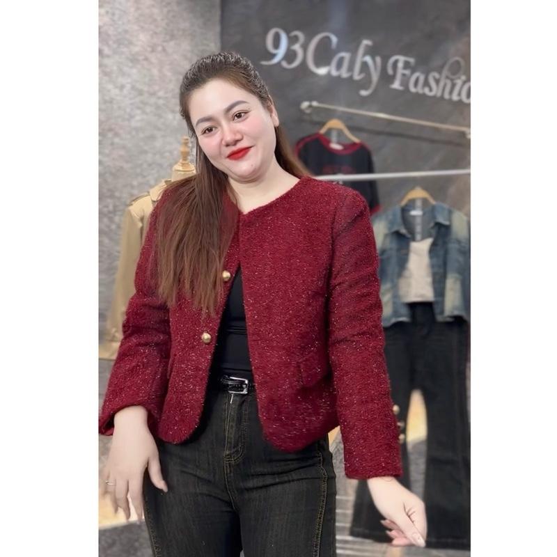 472 BIGGSIZE Áo khoác dạ kim tuyến nắp túi hai bên cao câp