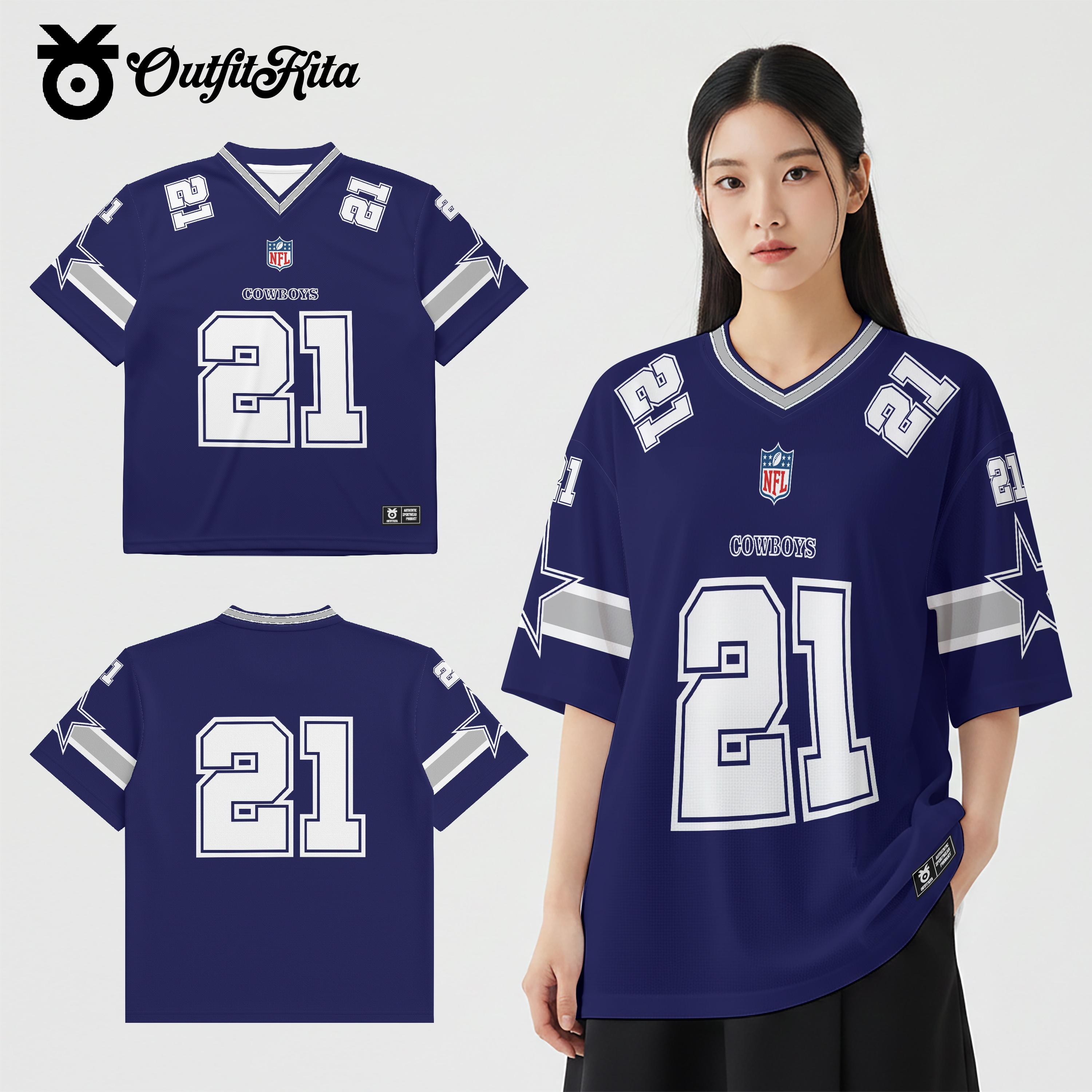 Kaos Jersey Coquette Navy Cowboys NFL Fullprint | Gratis Pasang Nama dan Nomor