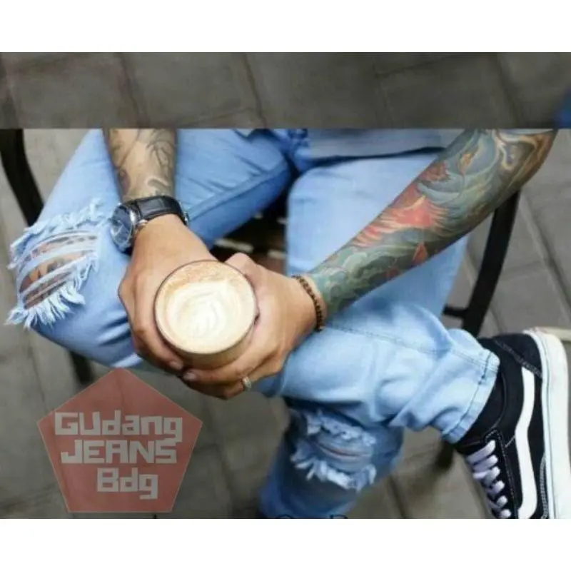Celana Jeans Putih Skinny Stretch Pria Celana Putih Sobek Celana Sobek Putih Sobek Ripped Jeans Celana Sobek Celana Jeans Sobek Celan Sobek Pria 5