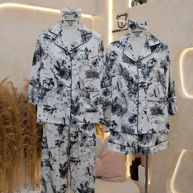 Bộ Pijama Monybear Tay Lỡ Kèm Cột Tóc 2 Form - Hn3717
