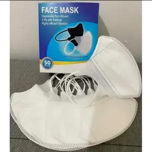 Masker Wajah kuping 3 Ply dengan Earloop Efisiensi Filtrasi Tinggi 50 PCS