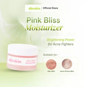Dorskin Pink Bliss Brightening Moisturizer - Pelembab Mencerahkan Memudarkan Bekas Jerawat Pagi Malam Tekstur Gel Cream Niacinamide Perawatan Wajah Kusam Skincare