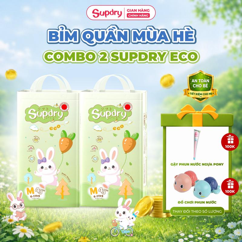 COMBO 2 Tã/ Bỉm Quần Supdry, Bỉm Supdry Eco Siêu Mềm Mỏng, Thoáng Khí, Thấm hút…