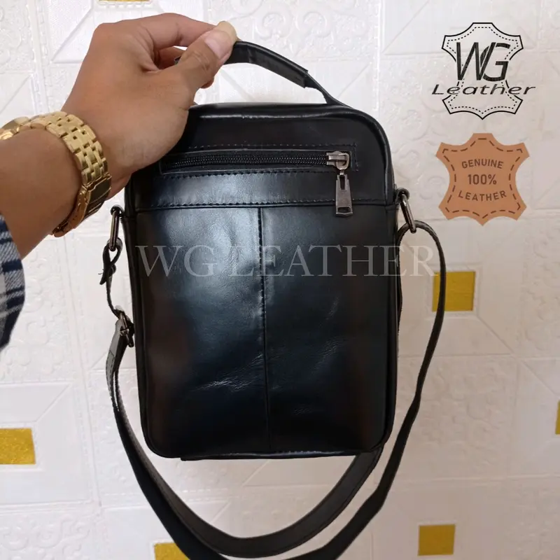 TAS SELEMPANG PRIA SIZE S BISA CUSTOM NAMA 100% KULIT SAPI ASLI 4