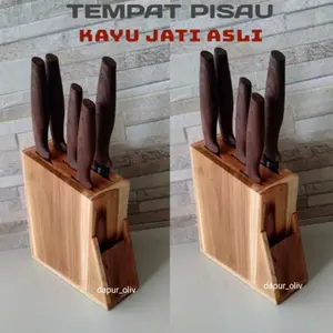 Tempat Pisau Dapur Bahan kayu jati Kitchenware