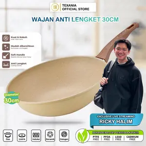 [EXCLUSIVE RICKY HALIM] TEXANIA Wajan 30cm Wajan Anti Lengket Warna Cream Kitchenware