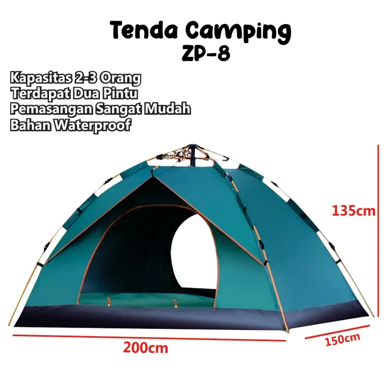 Mymy.Surabaya - { COD } Tenda Camping Kapasitas 2-4 Orang Tenda Otomatis Outdoor & Indoor Tenda Gunung ZP-8 1