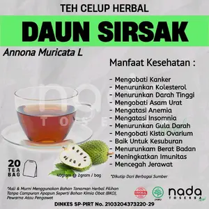 Teh Celup Herbal DAUN SIRSAK Isi 20 Tea Bag | Kista & Miom | Annona Muricata Hijau