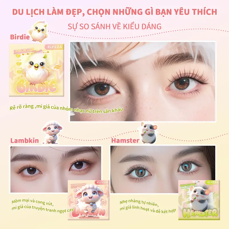 [Ship Từ Hà Nội] Mi Giả Có Keo Sẵn ELYZZA Lông Mi Tự Dính Không Cần Keo Sợi Mi Tự Nhiên, Dễ Gắn & Sử Dụng Nhiều Lần Mi Cụm Phù Hợp Nối Mi & Trang Điểm Hàng Ngày 3