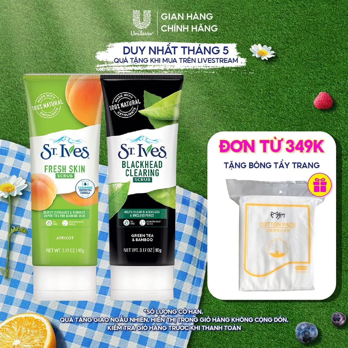 [Live] Sữa rửa mặt tẩy tế bào chết St.Ives 90G (tùy chọn)