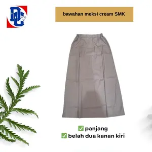 ROK KREM - MEKSI KREM - BAWAHAN KREM - SERAGAM SEKOLAH - ROK SEKOLAH PANJANG KREM- BELAH DUA SAMPING KANAN KIRI