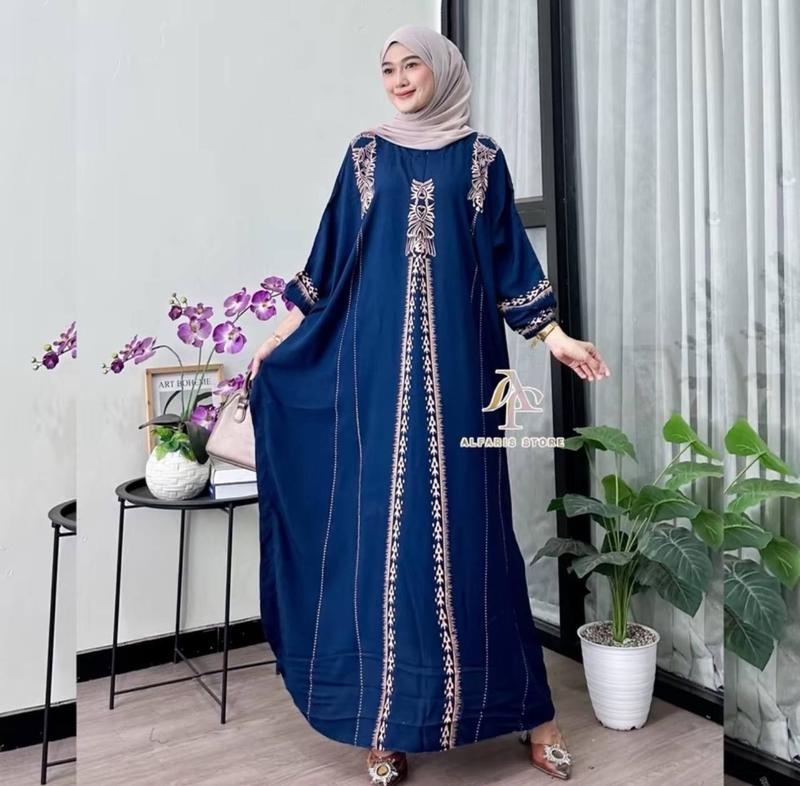 Product Introduction of ￼Kaftan Motif Cunda Rayon Jumbo Ld 180 Kaftan Muslim Wanita Nyaman Tebal Gamis By Alinrafd 10
