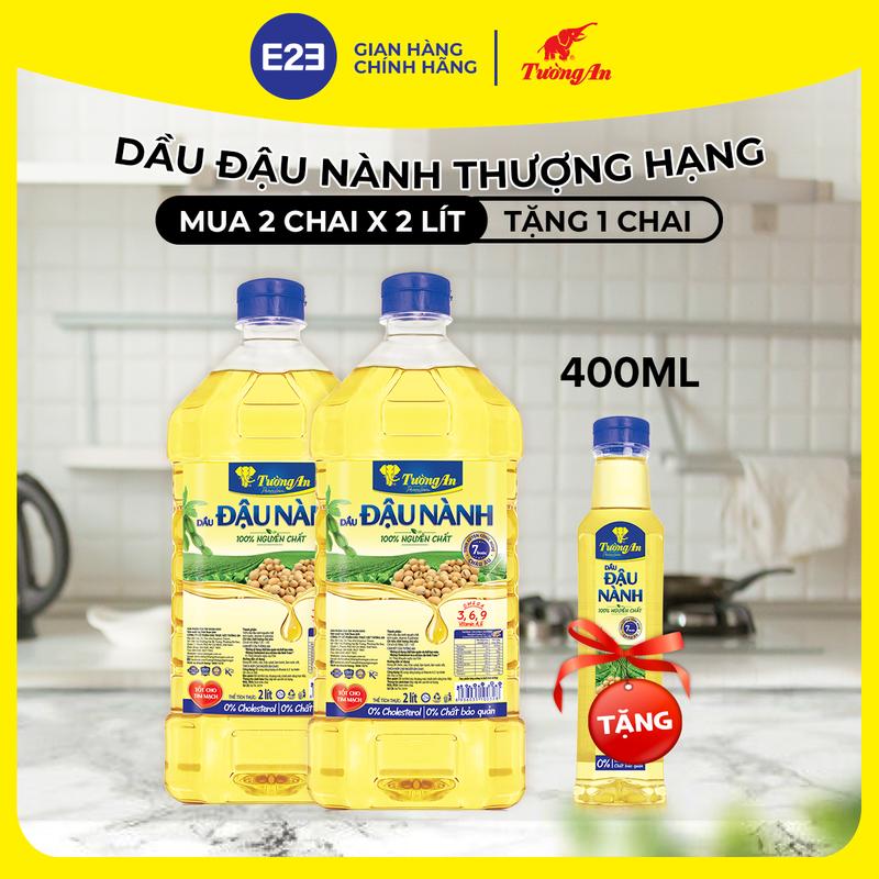   TA  Tường An Premium Dầu Ăn Đậu Nành Thượng Hạng Nguyên Chất 2L x 2 chai  TẶNG Dầu Đậu Nành Tường An Premium 400ml- Dùng Cho Cả Gia Đình | E2E Thực Phẩm Đồ Uống | Kido Group 