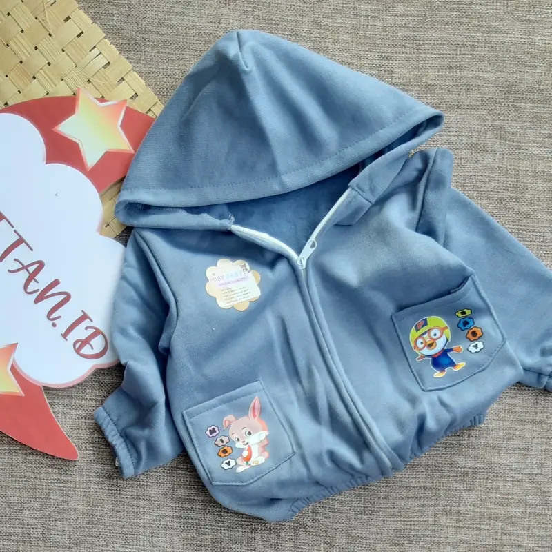 Jaketan-jaket karakter pororo bahan babyterry fleece usia 0-7 bulan, MAX bb 7 KG 3