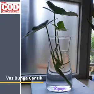 Vas Bunga Kaca Cantik | Vas Kaca Bening Hiasan Meja Tamu