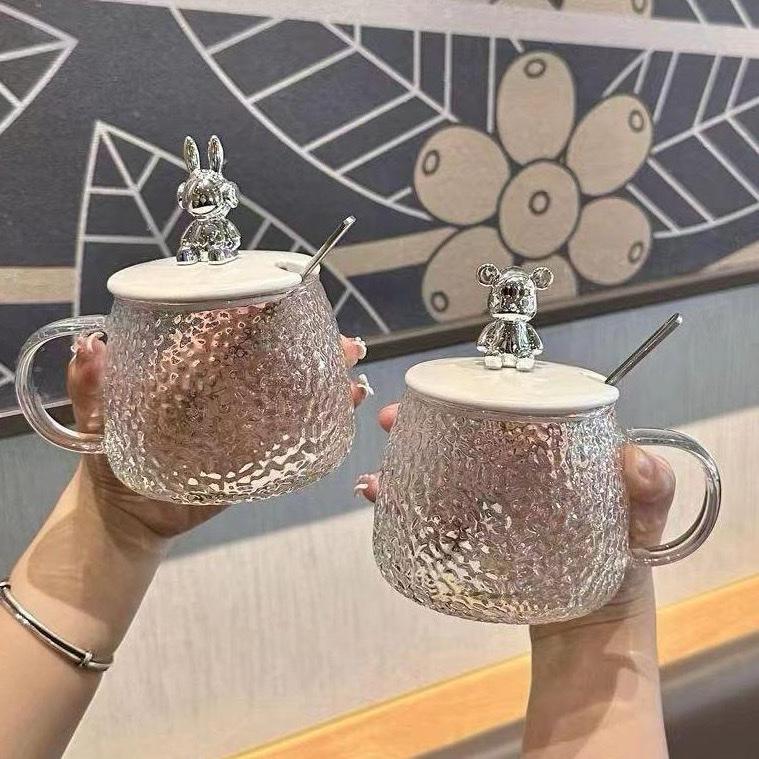 Cốc Thuỷ Tinh Nắp Gấu Kèm Thìa