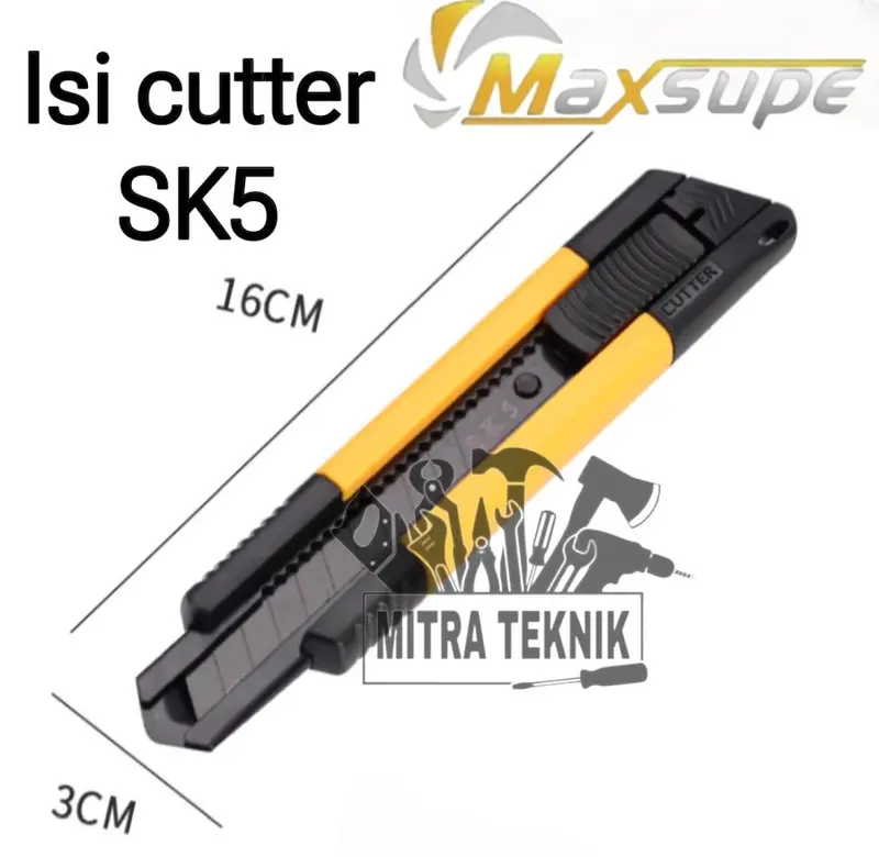 Maxsupe Pisau Cutter Bagus / Cutter Heavy Duty 18 mm SK5 Tajam Auto-lock / Alat Perkakas M-8744 0