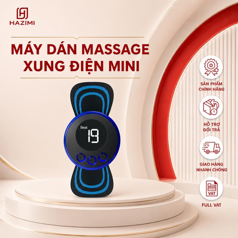 Máy Dán Massage Xung Điện Mini, Máy Masage Điện Thông Minh 9 Chế Độ Rung Xoa Bóp Thư Giãn HAZIMI - D01