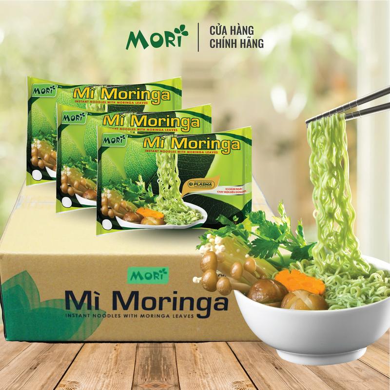Mì gói Chùm Ngây Moringa MORI - Thùng 30 gói - Chay mặn đều dùng được