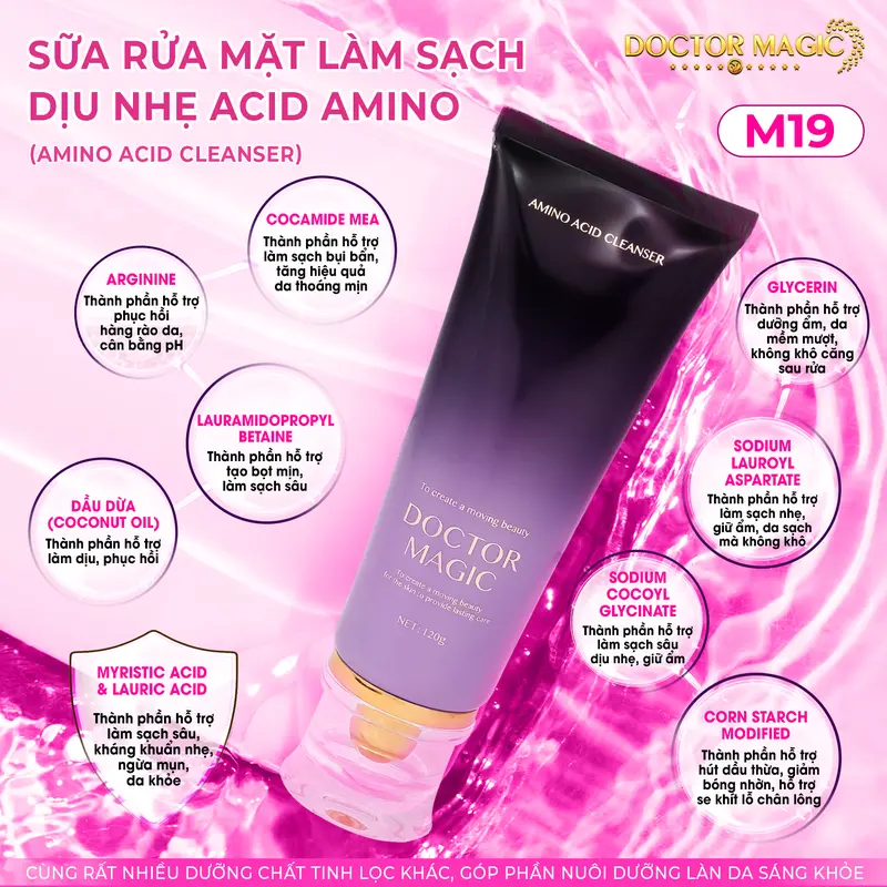 M19 - Sữa Rửa Mặt Làm Sạch Dịu Nhẹ Acid Amino Doctor Magic - Amino Acid Cleanser - 120g - Skincare 1