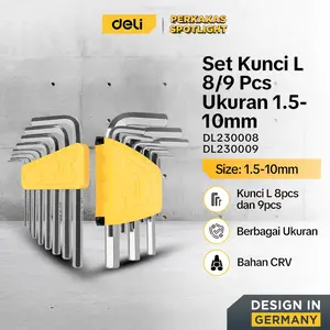 Deli Set Kunci L 8/9 Pcs Ukuran 1.5-10mm Perkakas