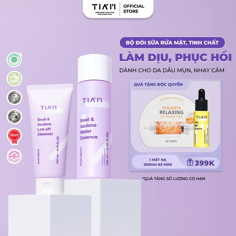LIVE Bộ Đôi Sữa Rửa Mặt Tinh Chất Dịch Lọc Ốc Sên Dành Cho Da Dầu Mụn Nhạy Cảm