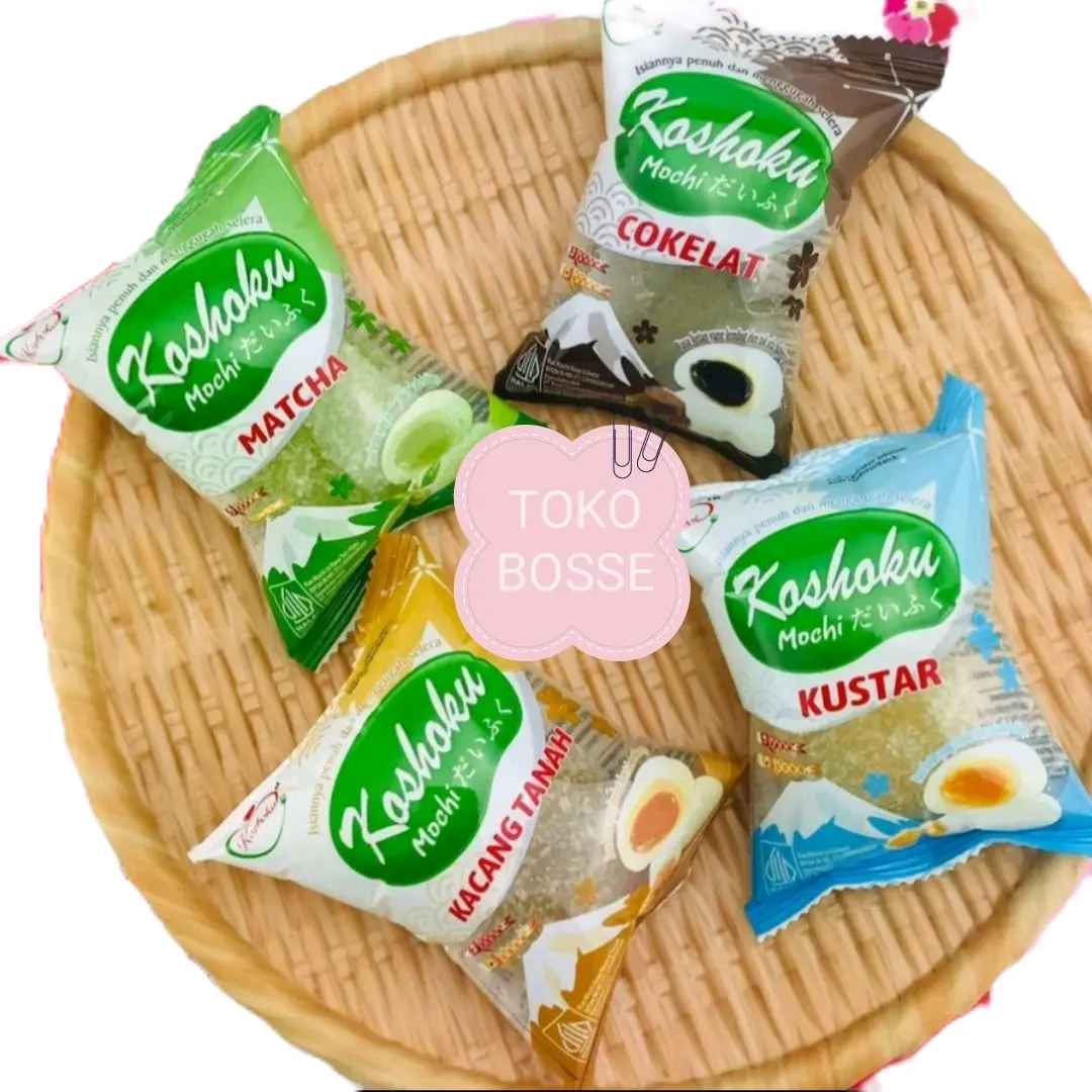 MOCHI KOSHOKU / KUE MOCHI TABURAN  KELAPA ( 3 pcs ) Bahan Cokelat