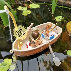 Hiasan miniatur KUCING MANCING / KAKEK MANCING / PERAHU hiasan akuarium valudarium vivarium