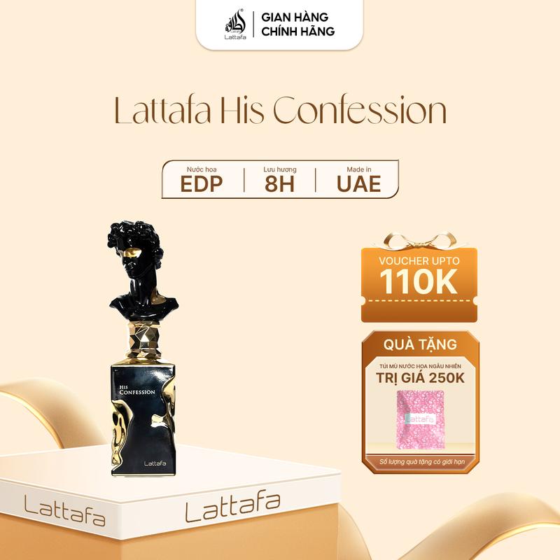 Nước hoa nam Lattafa His Confession hương thơm sang trọng, hiện đại chai 100ml