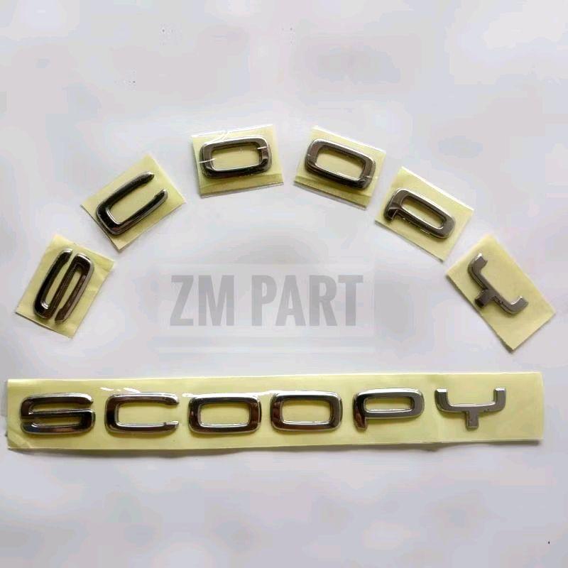 Emblem Logo Huruf New SCOOPY 2021 - 2023 2024 Warna Silver Timbul 3D original 2