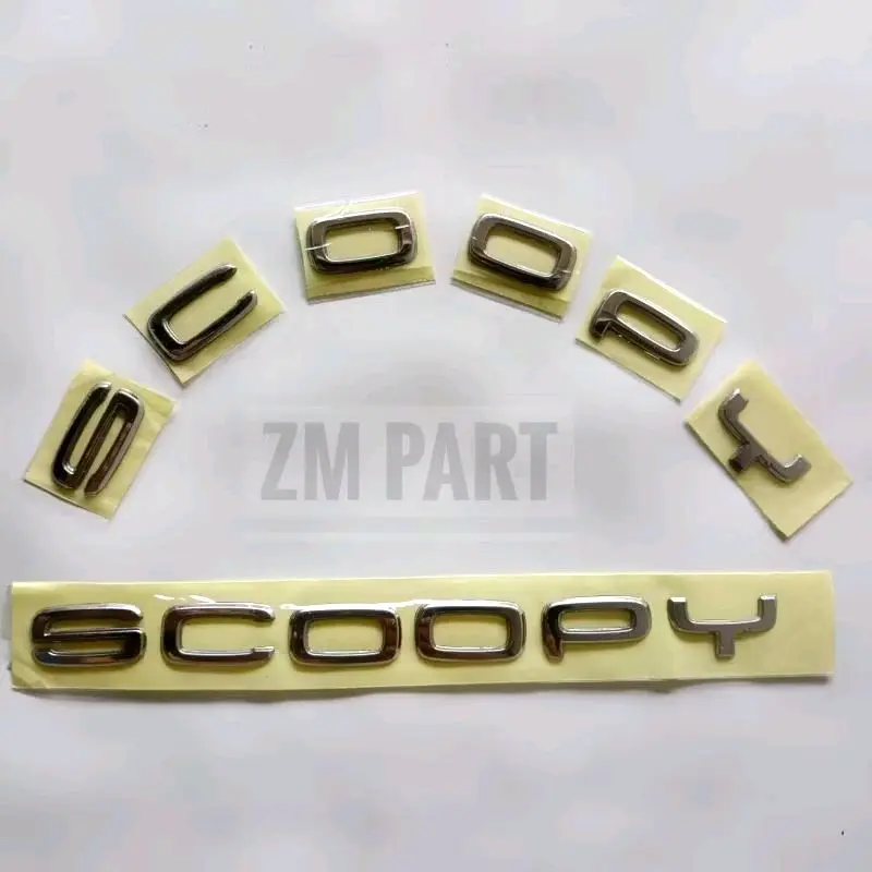 Emblem Logo Huruf New SCOOPY 2021 - 2023 2024 Warna Silver Timbul 3D original 2