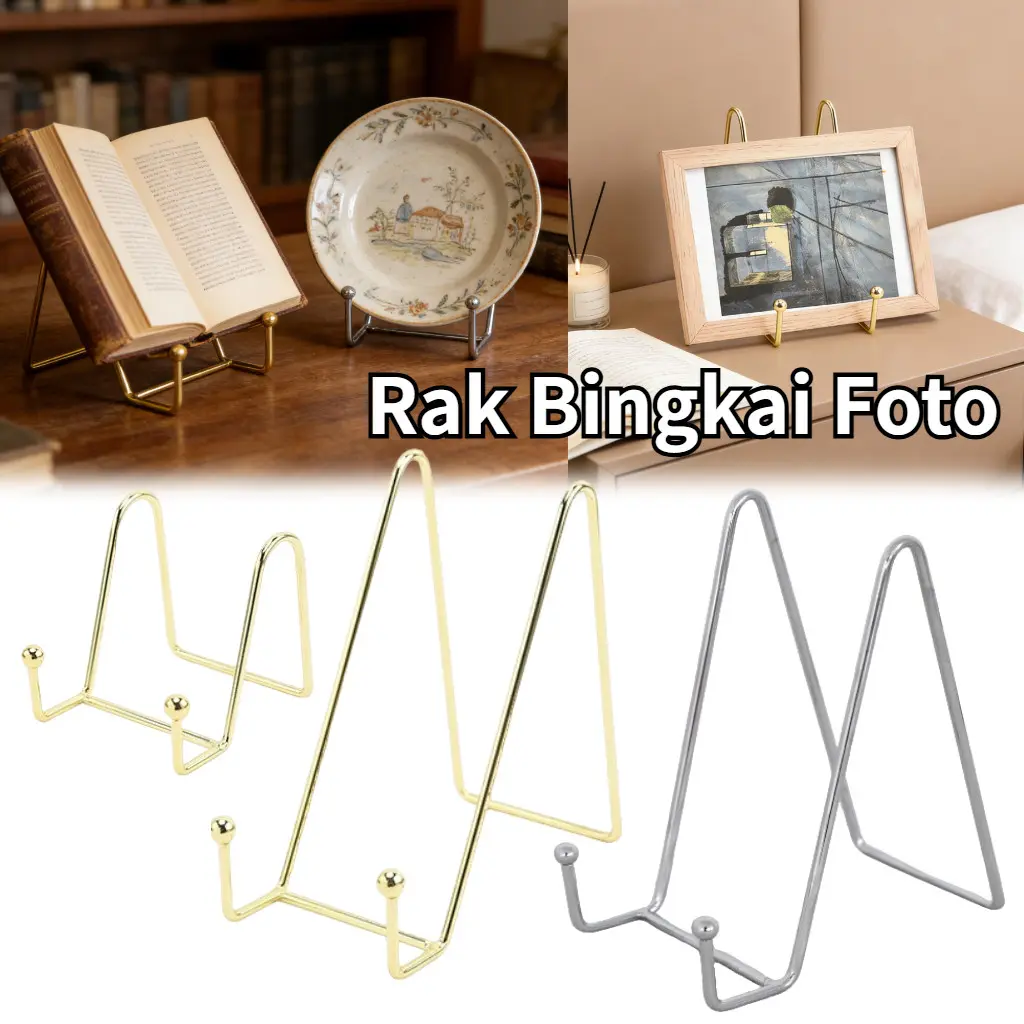 Stand Holder Bingkai Stand Display Buku Holder Besi Foto Stand Piring Pajangan Besi Piring Pigura Gambar Stand