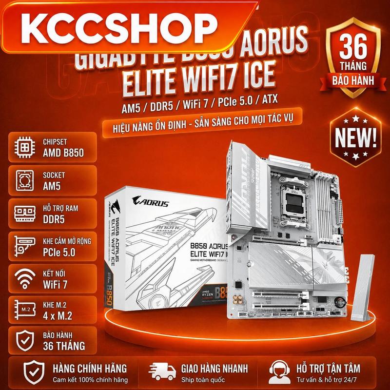 Mainboard Gᶖgabyte B850 AORUS ELITE WIFI7 ICE - chính hãnġ 3 năm