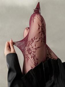Medias de red de alta elasticidad para mujer, en colores vino y café, perfectas para uso diario en primavera y otoño, diseño cómodo de talla grande