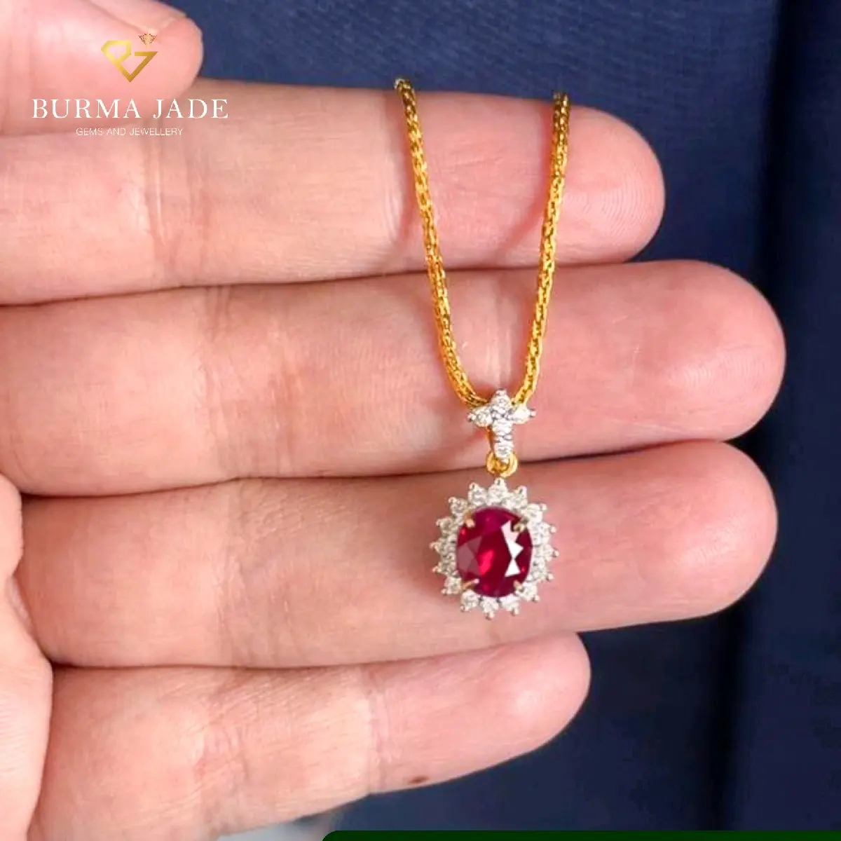 Natural Ruby Pendant set in 18K Yellow Gold