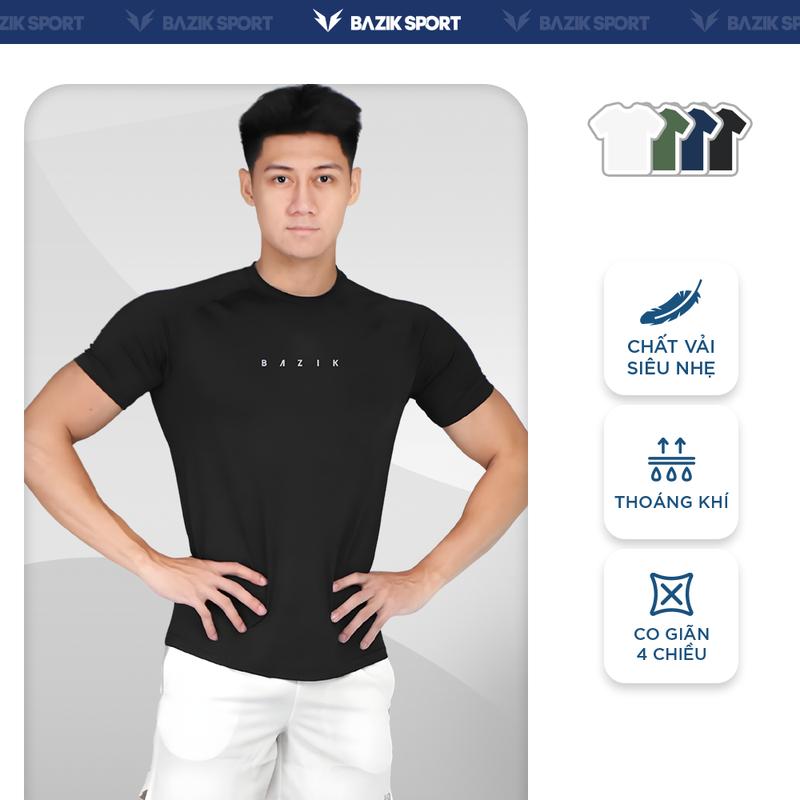  Áo Thun Thể Thao Nam Ngắn Tay Bazik Bion Icon10 Relax Fit co giãn 4 chiều vận động thoải mái tập gym pickleball 