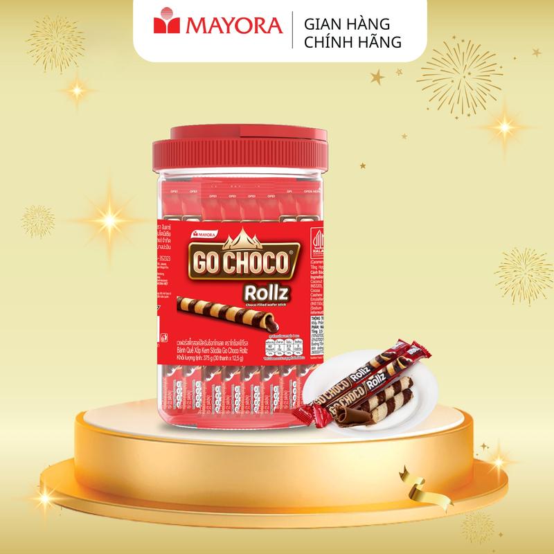  BÁNH QUẾ XỐP KEM SOCOLA GO CHOCO ROLLZ 375G 