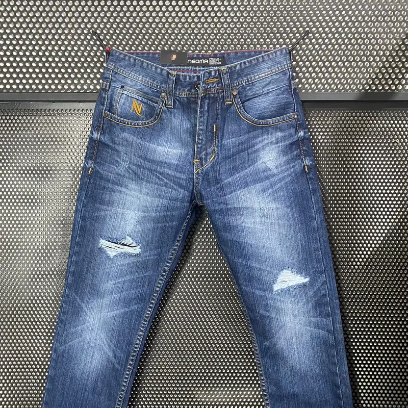 Celana Jeans Pria Neoma Sobek Tidak Melar Reguler Fit 5