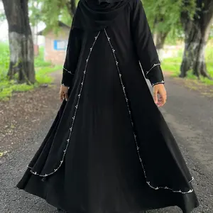 Abaya Zarina Matt JTBlack untuk Wanita Dewasa - Turki, Gamis, Dress, Maxi, Hitam, Muslim, Syari, Remaja