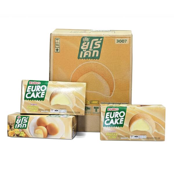 EURO CAKE ขนมปัง แป้งพักเค้ก ยูโร่ คัสตาร์ดเค้ก 17 ก. 1 ลัง 12 กล่อง 144 ชิ้น