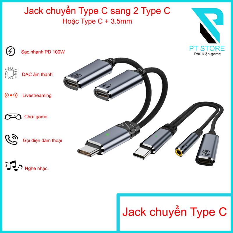 Jack chuyển đổi từ đầu Type C sang Type C + Type C hoặc Type C + 3.5mm - DAC âm thanh - Livestream - Chơi game