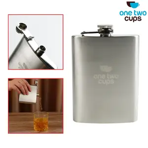 Botol Minuman Slim One Two Cups Tempat Minum Outdoor Hip Flask Stainless Steel