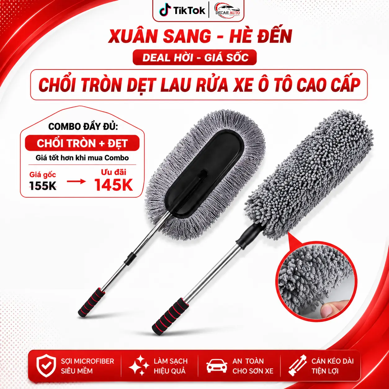 Chổi Lau Rửa Xe Ô Tô, Chổi quét bụi dọn vệ sinh nội thất cho oto xe hơi chuyên dụng, chổi tròn dẹt lau bụi bằng sợi quang dầu polime tổng hợp cao cấp lau xe ô tô, xe tải, bàn ghế sofa