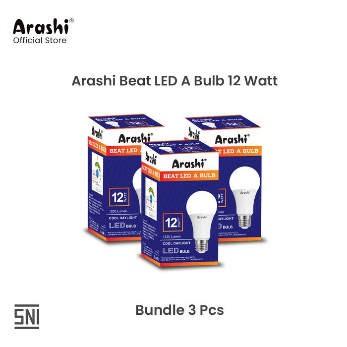 Gambar Arashi Lampu Bohlam LED Beat A Bulb 12W Cahaya Putih Paket isi 3pcs dari Arashi asia Kab. Tangerang Tokopedia