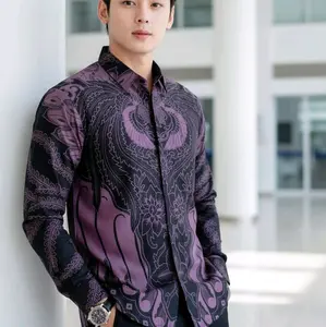 kemeja baju batik pria slimfit premium lengannpanjang lapis furing motif DHANI LILAK bahan katun halus premium solo tebal halus